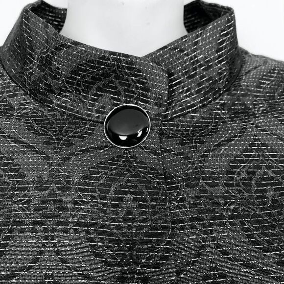 CLASSIQUES ENTIER Womens Petite Puff Sleeve Black Silver Whimsigoth Jacket S - Picture 6 of 16
